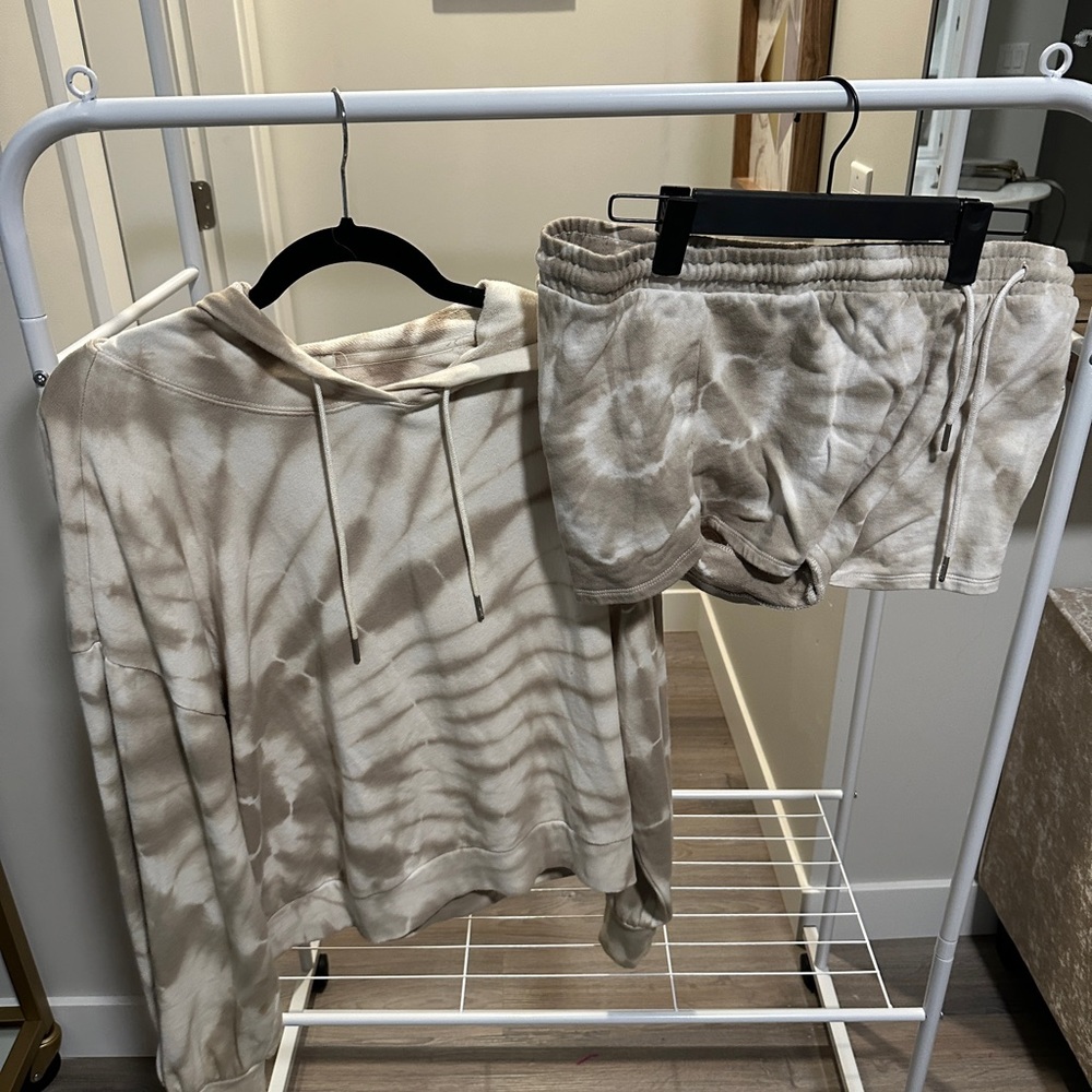 Matching sweater and shorts set tie dye